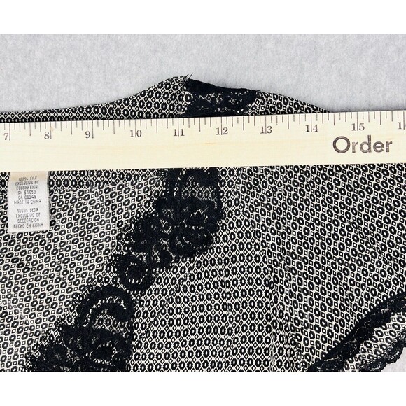 Nine West 100% Silk Lace Trim V Neck Blouse Womens Medium Black - Picture 7 of 14